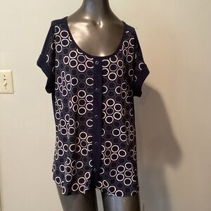 Adele & May Navy Circle Print Button Down Shirt